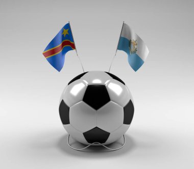 Kongo Demokratik Cumhuriyeti - San-Marino Futbol Bayrakları, Beyaz Arkaplan - 3D Render