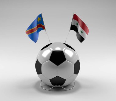 Kongo Demokratik Cumhuriyeti - Suriye Futbol Bayrakları, Beyaz Arkaplan - 3D Render
