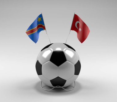 Kongo Demokratik Cumhuriyeti - Türkiye Futbol Bayrakları, Beyaz Arkaplan - 3D Render