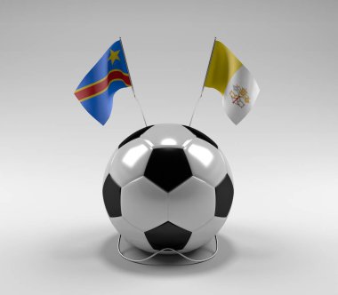 Kongo-Demokratik-Cumhuriyet - Vatikan-Şehir Futbol Bayrakları, Beyaz Arkaplan - 3D Render