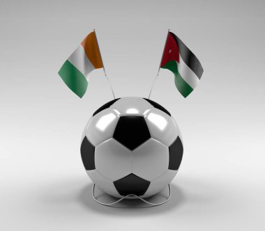 Cote-D-Ivoire - Jordan Futbol Bayrakları, Beyaz Arkaplan - 3D Render