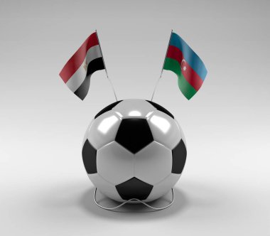 Mısır - Azerbaycan Futbol Bayrakları, Beyaz Arkaplan - 3D Render