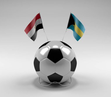 Mısır - Bahamalar Futbol Bayrakları, Beyaz Arkaplan - 3D Render