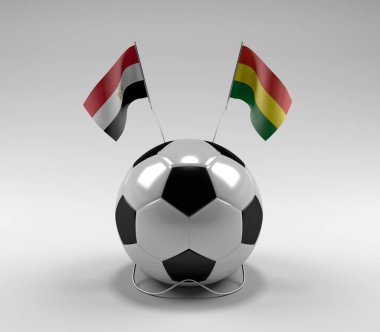 Mısır - Bolivya Futbol Bayrakları, Beyaz Arkaplan - 3D Render