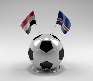 Mısır - Cape-Verde Futbol Bayrakları, Beyaz Arkaplan - 3D Render