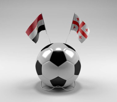 Mısır - Gürcistan Futbol Bayrakları, Beyaz Arkaplan - 3D Render