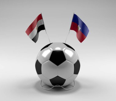 Mısır - Haiti Futbol Bayrakları, Beyaz Arkaplan - 3D Render