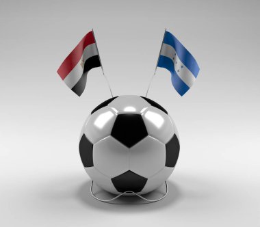 Mısır - Honduras Futbol Bayrakları, Beyaz Arkaplan - 3D Render