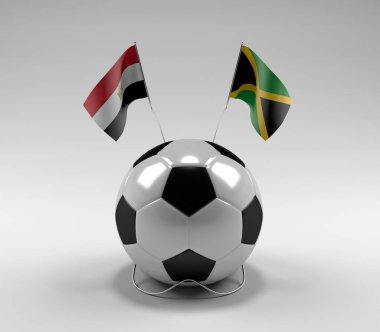 Mısır - Jamaika Futbol Bayrakları, Beyaz Arkaplan - 3D Render