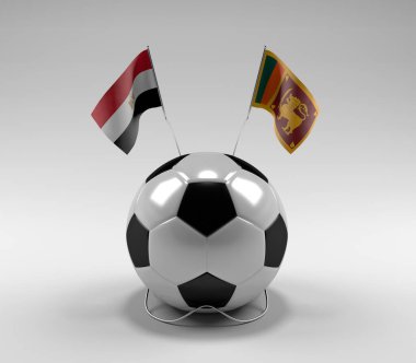 Mısır - Sri-Lanka Futbol Bayrakları, Beyaz Arkaplan - 3D Render