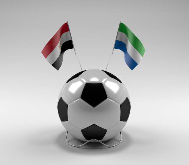 Mısır - Sierra-Leone Futbol Bayrakları, Beyaz Arkaplan - 3D Render