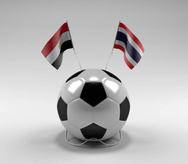 Mısır - Tayland Futbol Bayrakları, Beyaz Arkaplan - 3D Render