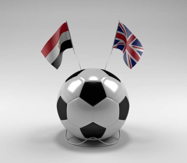 Mısır - Birleşik Krallık Futbol Bayrakları, Beyaz Arkaplan - 3D Render