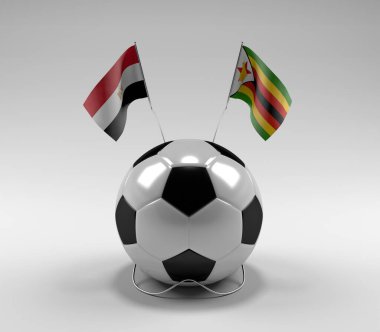 Mısır - Zimbabve Futbol Bayrakları, Beyaz Arkaplan - 3D Render