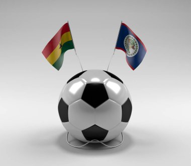 Gana - Belize Futbol Bayrakları, Beyaz Arkaplan - 3D Render