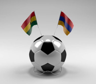 Gana - Ermenistan Futbol Bayrakları, Beyaz Arkaplan - 3D Render