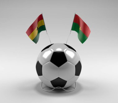 Gana - Burkina-Faso Futbol Bayrakları, Beyaz Arkaplan - 3D Render