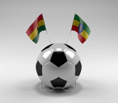 Gana - Etiyopya Futbol Bayrakları, Beyaz Arkaplan - 3D Render