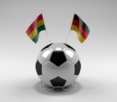 Gana - Almanya Futbol Bayrakları, Beyaz Arkaplan - 3D Render