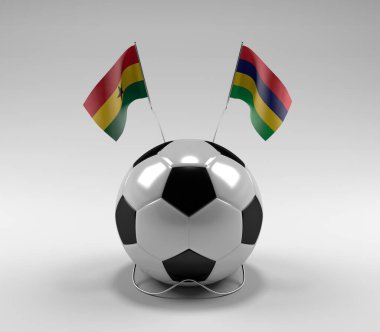 Gana - Mauritius Futbol Bayrakları, Beyaz Arkaplan - 3D Render