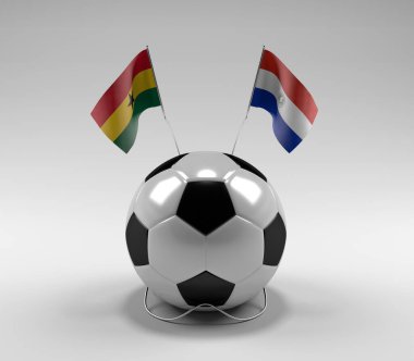 Gana - Paraguay Futbol Bayrakları, Beyaz Arkaplan - 3D Render