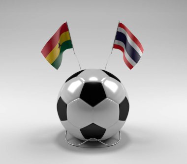 Gana - Tayland Futbol Bayrakları, Beyaz Arkaplan - 3D Render