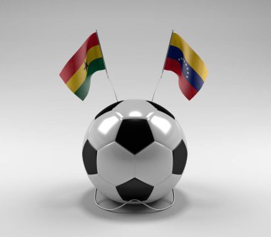 Gana - Venezuela Futbol Bayrakları, Beyaz Arkaplan - 3D Render