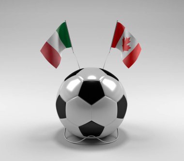 İtalya - Kanada Futbol Bayrakları, Beyaz Arkaplan - 3D Render