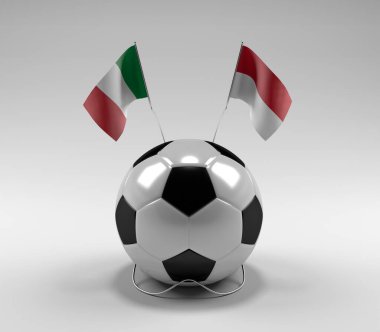 İtalya - Endonezya Futbol Bayrakları, Beyaz Arkaplan - 3D Render