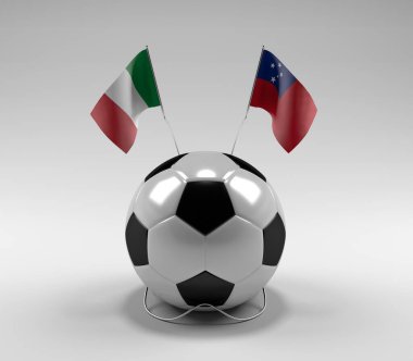 İtalya - Samoa Futbol Bayrakları, Beyaz Arkaplan - 3D Render