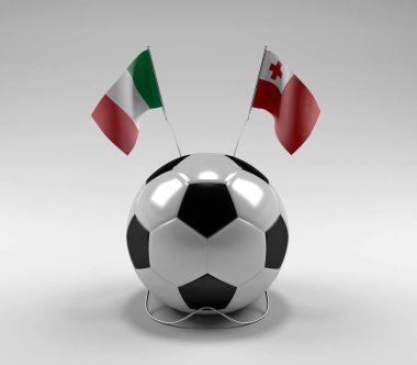 İtalya - Tonga Futbol Bayrakları, Beyaz Arkaplan - 3D Render