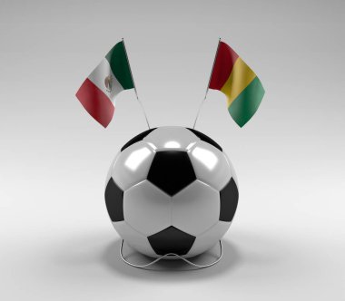 Meksika - Gine Futbol Bayrakları, Beyaz Arkaplan - 3D Render