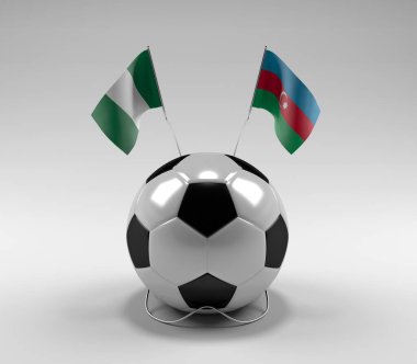 Nijerya - Azerbaycan Futbol Bayrakları, Beyaz Arkaplan - 3D Render