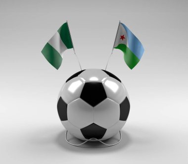 Nijerya - Cibuti Futbol Bayrakları, Beyaz Arkaplan - 3D Render