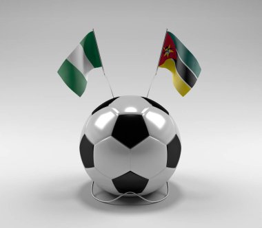 Nijerya - Mozambik Futbol Bayrakları, Beyaz Arkaplan - 3D Render