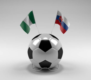 Nijerya - Slovakya Futbol Bayrakları, Beyaz Arkaplan - 3D Render