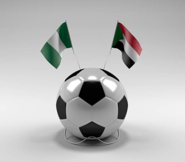 Nijerya - Sudan Futbol Bayrakları, Beyaz Arkaplan - 3D Render