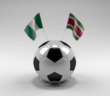 Nijerya - Surinam Futbol Bayrakları, Beyaz Arkaplan - 3D Render