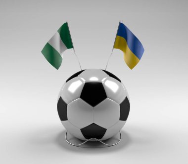 Nijerya - Ukrayna Futbol Bayrakları, Beyaz Arkaplan - 3D Render