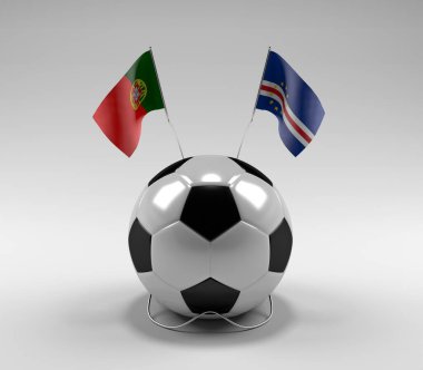 Portekiz - Cape-Verde Futbol Bayrakları, Beyaz Arkaplan - 3D Render