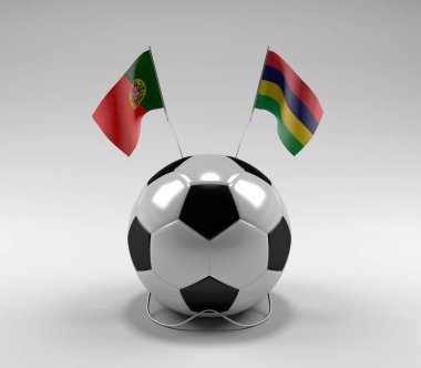 Portekiz - Mauritius Futbol Bayrakları, Beyaz Arkaplan - 3D Render