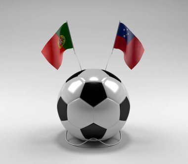 Portekiz - Samoa Futbol Bayrakları, Beyaz Arkaplan - 3D Render