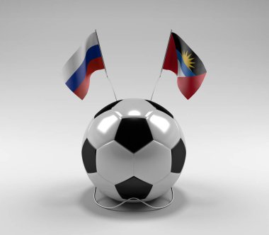Rusya - Antigua ve Barbuda Futbol Bayrakları, Beyaz Arkaplan - 3D Render