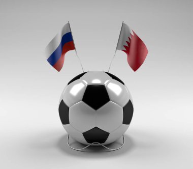 Rusya - Bahreyn Futbol Bayrakları, Beyaz Arkaplan - 3D Render