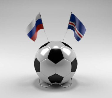 Rusya - Cape-Verde Futbol Bayrakları, Beyaz Arkaplan - 3D Render