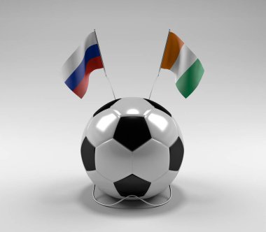 Rusya - Cote-D-Fildişi Futbol Bayrakları, Beyaz Arkaplan - 3D Render