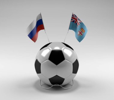 Rusya - Fiji Futbol Bayrakları, Beyaz Arkaplan - 3D Render