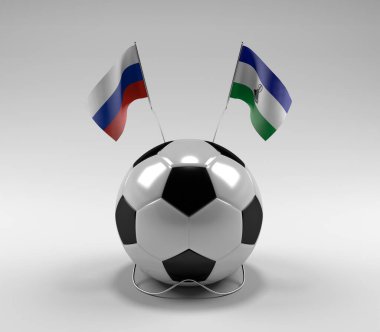 Rusya - Lesotho Futbol Bayrakları, Beyaz Arkaplan - 3D Render