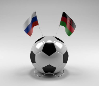 Rusya - Malavi Futbol Bayrakları, Beyaz Arkaplan - 3D Render