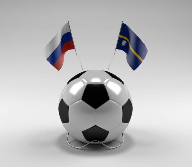 Rusya - Nauru Futbol Bayrakları, Beyaz Arkaplan - 3D Render
